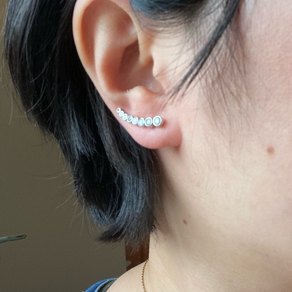 Sterling silver climber danglers and stud earrings - Picture 7 of 7